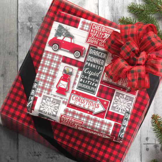 Christmas Road Sign Reversible Roll Wrap